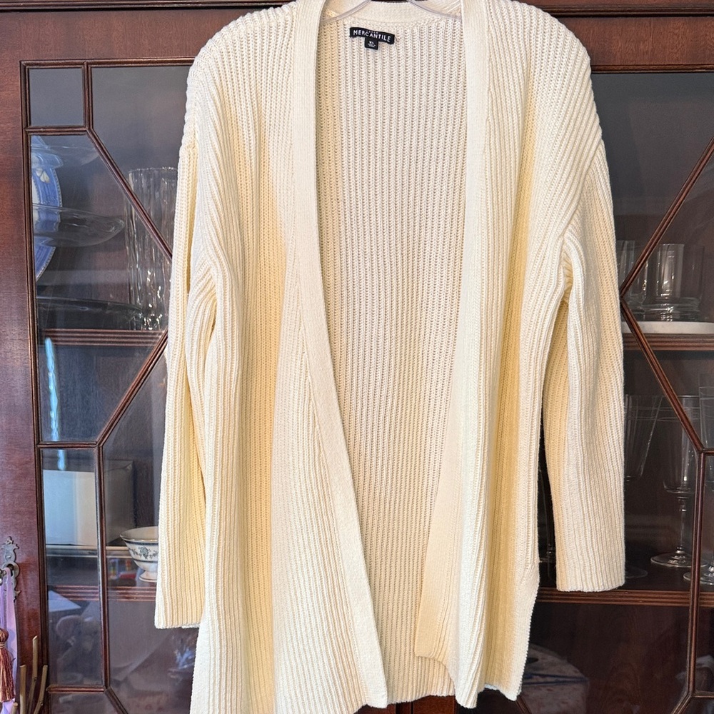 Stylish Cream Ribbed Cardigan